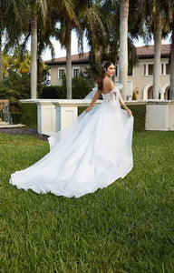 MoriLee Blu - #5983 - Crystal Beaded, Three-Dimensional Floral over Lace Bodice Ball Gown Wedding Dress