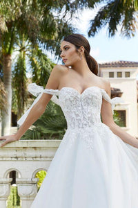 MoriLee Blu - #5983 - Crystal Beaded, Three-Dimensional Floral over Lace Bodice Ball Gown Wedding Dress